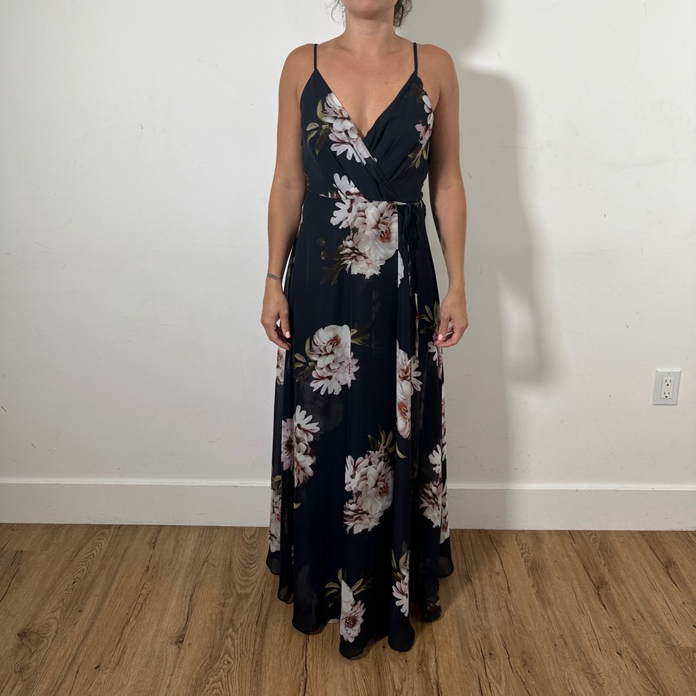 Deep V floral dress